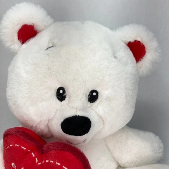 AMERICAN Greetings Valentine's Day 9" White Plush Teddy Bear Red Hugs Heart - Picture 2 of 10